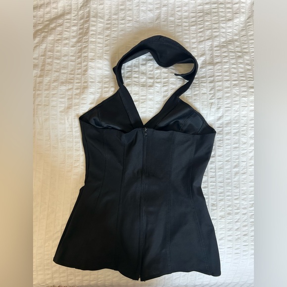 VINTAGE Black Zip Halter Top with Collar | Women’s Size 2 - Picture 3 of 5